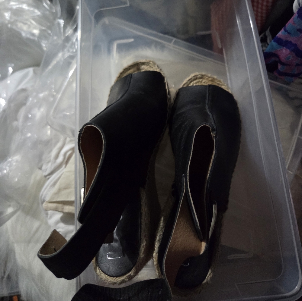 Black Espadrille Wedge Sandals